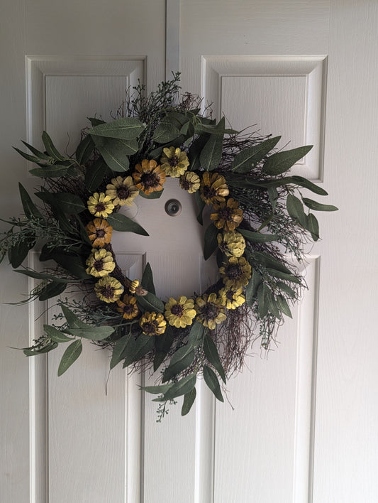 14" Sunflower & Twigs Wreath