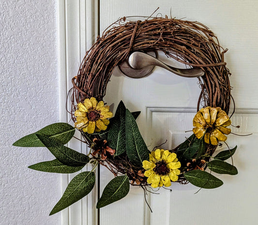 10" Sunflower & Twigs Wreath